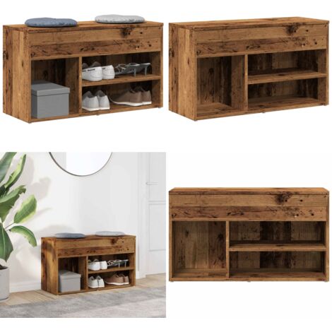 Banco zapatero madera de ingeniería negro 80x30x45 cm - Banco de madera - Almacenamiento de zapatos