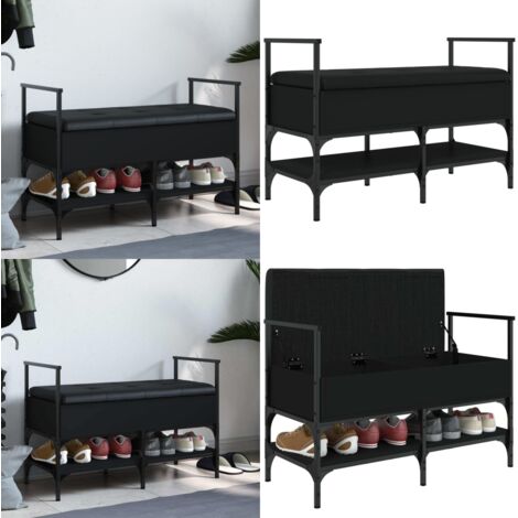 Banco zapatero madera de ingeniería negro 85,5x42x57,5 cm - Banco de almacenaje - Banco de pasillo