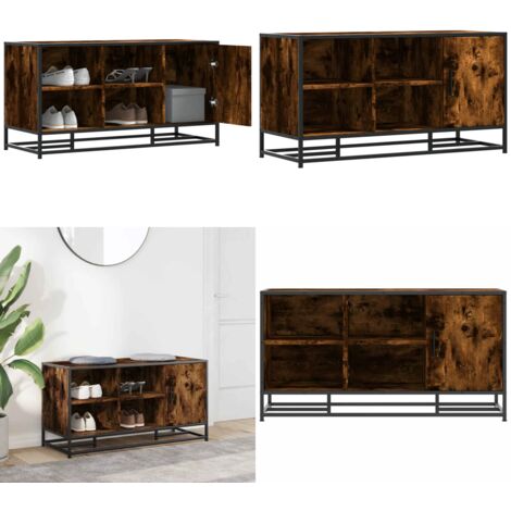 Banco zapatero madera de ingeniería roble ahumado 100x40x53,5cm - Banco de recepción - Muebles de madera