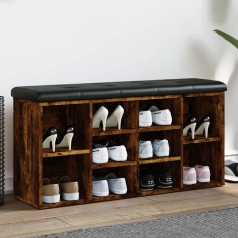 Banco zapatero madera de ingeniería roble ahumado 102x32x50 cm vidaXL