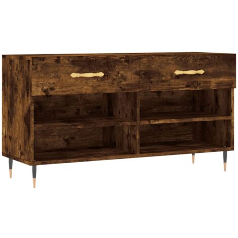 Banco zapatero madera de ingeniería roble ahumado 102x35x55 cm vidaXL