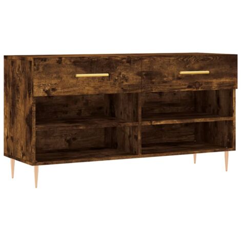 Banco zapatero madera de ingeniería roble ahumado 102x35x55 cm vidaXL