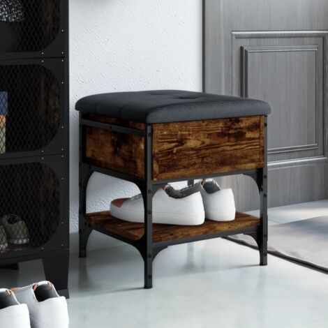Banco zapatero madera de ingeniería roble ahumado 42x42x45 cm vidaXL