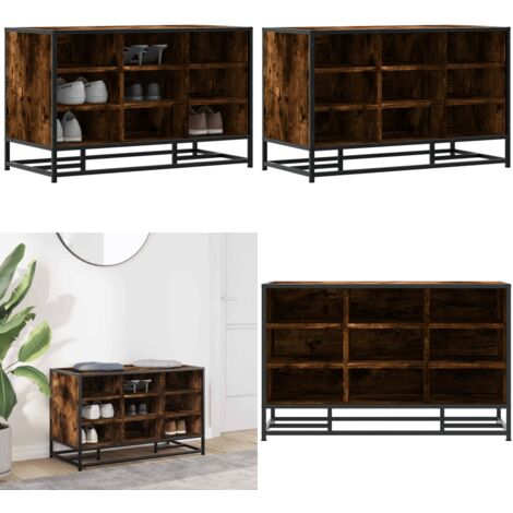 Banco zapatero madera de ingeniería roble ahumado 84x40x53,5 cm - Banco de recepción - Banco de madera