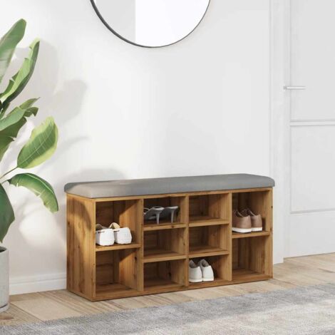 Banco zapatero madera de ingeniería roble artesanal 102x32x50cm vidaXL