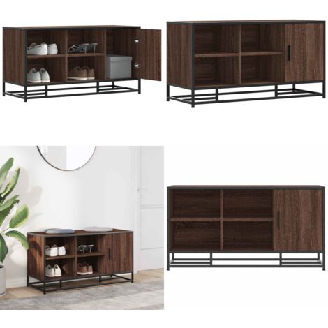 Banco zapatero madera de ingeniería roble marrón 100x40x53,5 cm - Banco de recepción - Madera de ingeniería