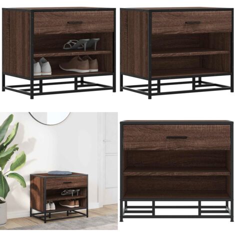 Banco zapatero madera de ingeniería roble marrón 60x40x53,5 cm - Banco de recepción - Muebles de madera