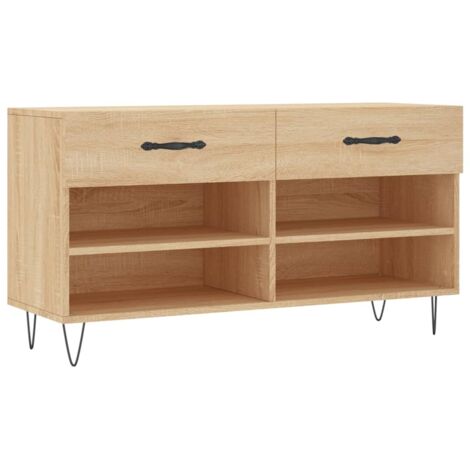 Banco zapatero madera de ingeniería roble Sonoma 102x35x55 cm vidaXL