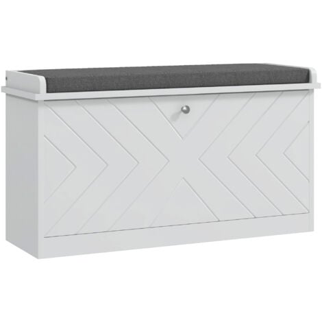 Banco zapatero moderno mueble zapatero con banco de madera con estantes ajustables y cojín acolchado para 8 pares de zapatos 80x26x48 cm