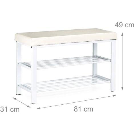 Banco zapatero mueble taburete sintético 2 niveles blanco 1300003602