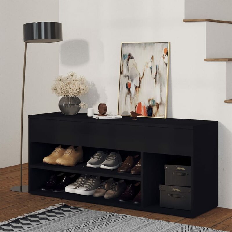 

Banco zapatero negro 105x30x45 cm aglomerado