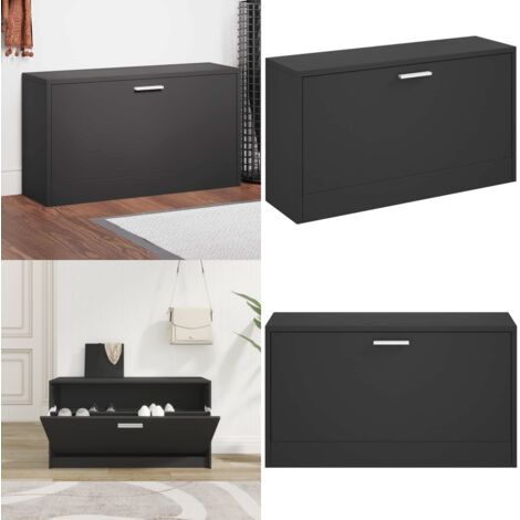 Banco zapatero negro 80x24x45 cm madera de ingeniería - Banco de zapatos - Madera contrachapada