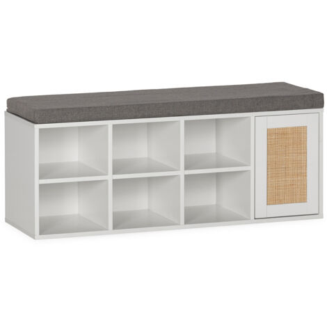 Banco zapatero Rafael Color Blanco 6 Huecos y 1 Puerta