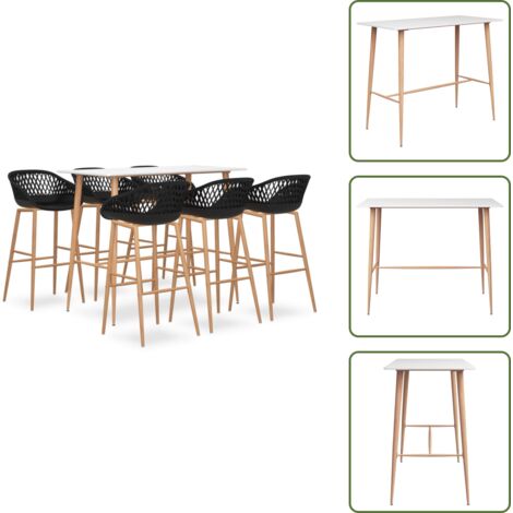 Bancone da bar - vidaXL Set da Bar 7 pz Bianco e Nero - Arredamento da bar