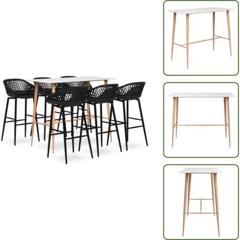 Bancone da bar - vidaXL Set da Bar 7 pz Bianco e Nero - Arredamento da bar