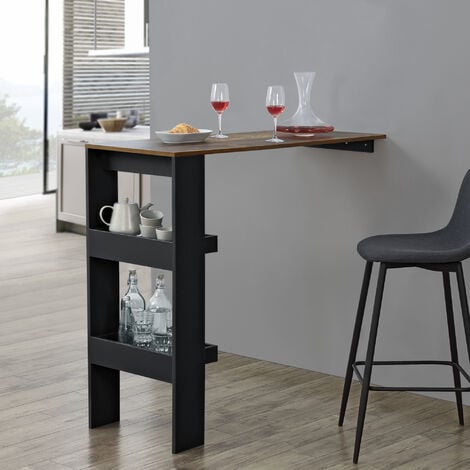 Tavolo da Bar Rettangolare Alto Tavolino Bancone per Cucina in Metallo  Legno 120x40x100 cm
