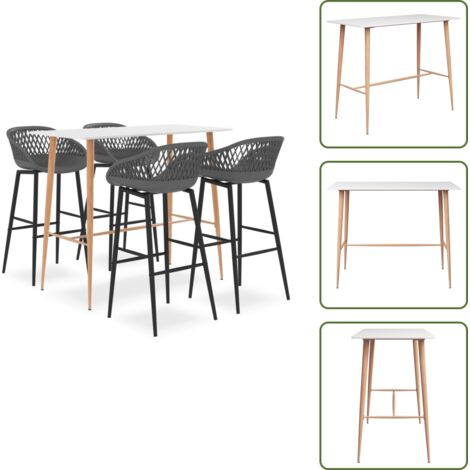 Bancone in mdf - vidaXL Set da Bar 5 pz Bianco e Grigio - Sedi da bar
