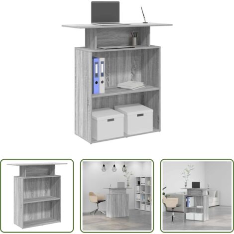 Bancone reception -  Banco Reception Grigio Sonoma 100x40x104 cm Legno Multistrato
