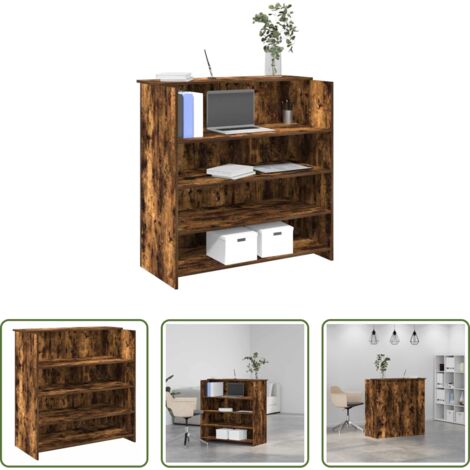 Bancone reception -  Banco Reception Rovere Fumo 100x50x103,5cm in Legno Multistrato