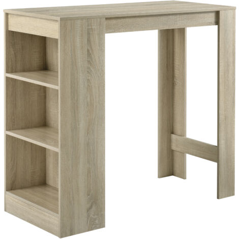 Bancone Tavolo Alto da Bar Kouvola con 3 Scomparti Aperti 110x50x103 cm - Effetto Rovere [en.casa]
