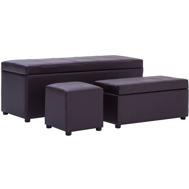 

Bancos con reposapies 3 piezas cuero sintetico marron