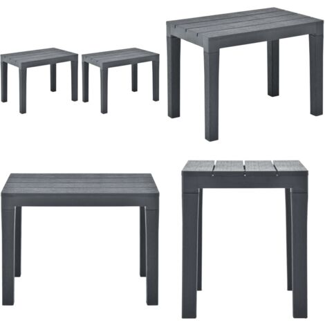Bancos de jardín 2 unidades plástico gris antracita - Banca de jardín gris antracita - Banca de jardín plástica