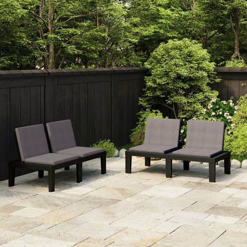 

Bancos de jardin con cojines 2 unidades plastico gris