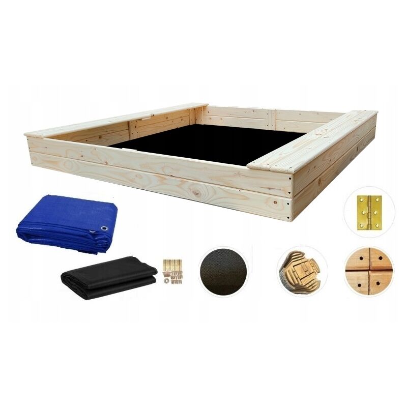 BANCS BAC À SABLE EN BOIS 150x150x20cm SOLIDE