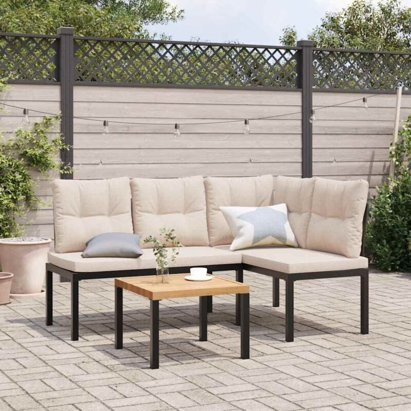Bancs de jardin avec coussins lot de 2 acier enduit de poudre Vidaxl