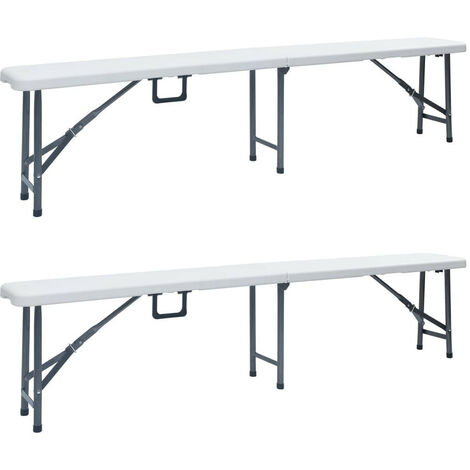 Bancs de jardin pliables 2 pcs 180cm PEHD Blanc