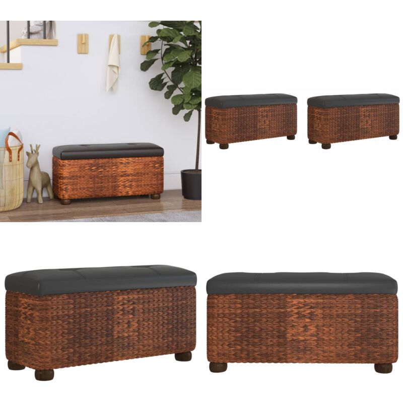 Vidaxl - Bancs de rangement lot de 2 et coussin marron 69 cm quenouille - Banc Coffre - Banc Rangements - Meuble Entrée - Banc Design - Meuble Salle