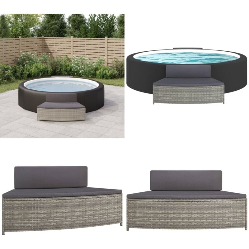 Vidaxl - Bancs de spa avec coussins 2 pcs gris résine tressée - banc de spa - bancs de spa - Home & Living