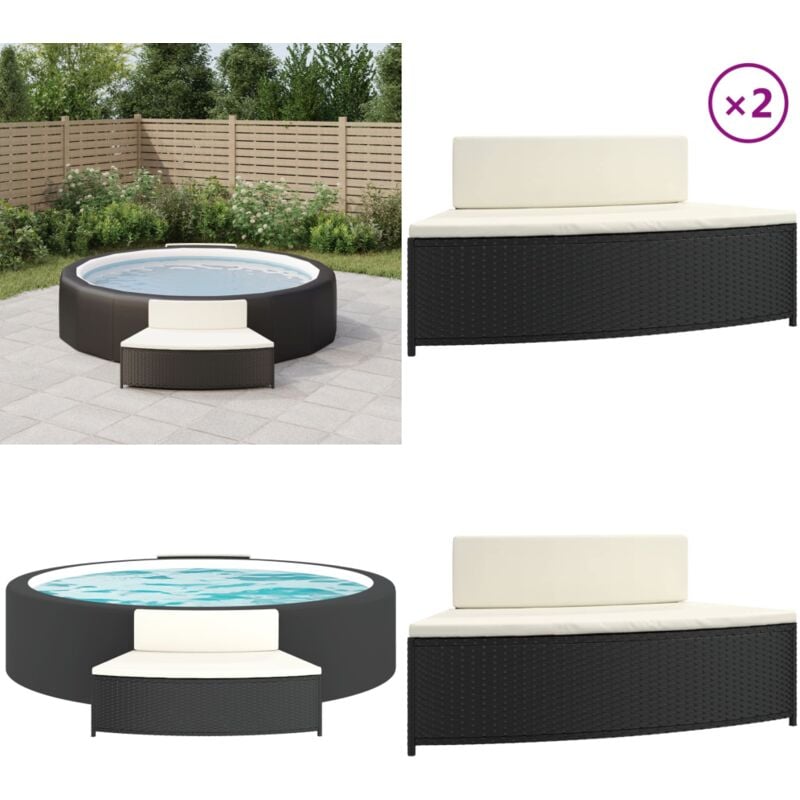 Vidaxl - Bancs de spa avec coussins 2 pcs noir résine tressée - banc de spa - bancs de spa - Home & Living