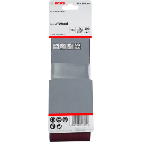 Banda de lija Best Wood: 75x508mm G100x 3 BOSCH 2608606063