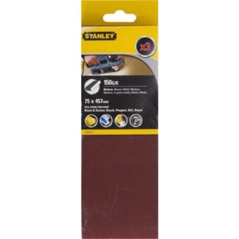 Banda Lija 075X457Mm Gr100 Stanley 3 Pz