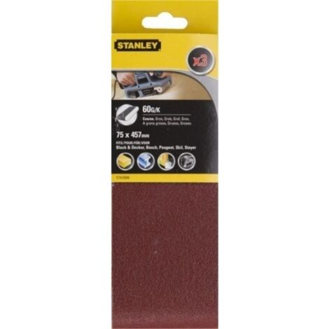 Banda Lija 075X457Mm Gr60 Stanley 3 Pz