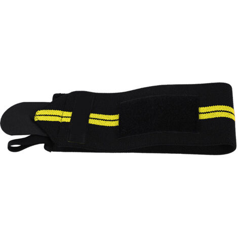 Bandage de poignet ajustable élastique pour musculation, respirant et confortable (noir & jaune)