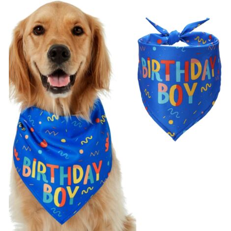 Bandana d'anniversaire pour chien, écharpe triangulaire ajustable pour chien et chat, bavoir décoratif pour animaux de compagnie, tailles, moyennes et grandes (bleu)