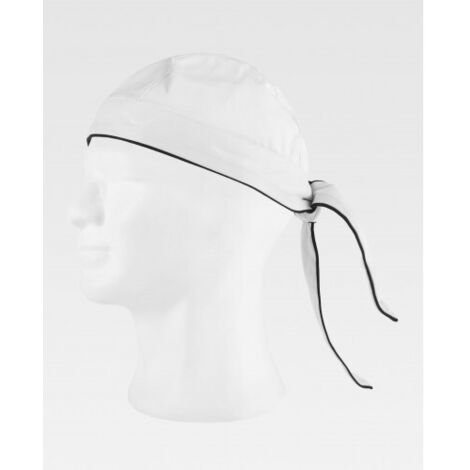 Bandana de cocina con con cinta para ajustar en la nuca WORKTEAM M605  Blanco+Negro