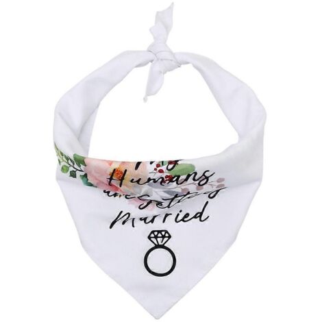 Bandana double épaisseur pour chien « Mes humains se marient » avec lettres et motif floral, pour bavoir triangulaire, écharpe, collier de Saint-Valentin