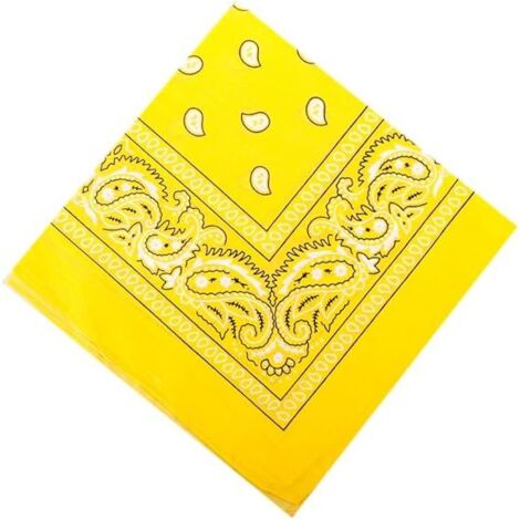 Bandana/foulard à faire soi-même, carré jaune à motifs, 56 x 56 cm, cachemire