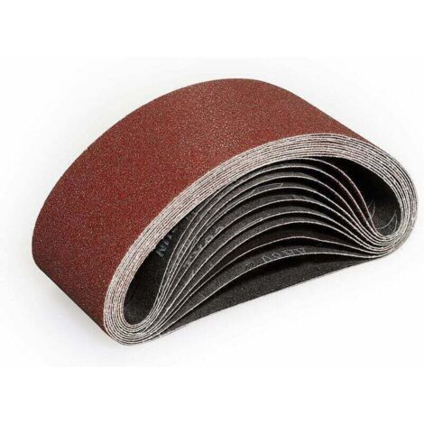 Bandas abrasivas ZVD de 75 x 533 mm (10 unidades, grano 80) para lijar y pulir con lijadora de banda.
