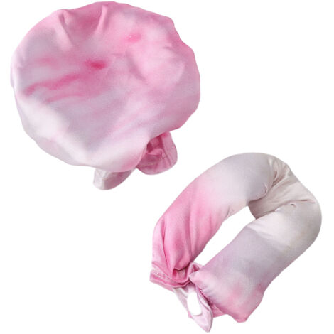 Bandau de coiffure sans chaleur en satin, pour nuit et décontracté, motif tie-dye rose