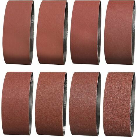 Bande Abrasive 100X610 mm- Grains 2 X 40/60 /80/120/150/180/240/320 Bande de Ponceuse pour le Ponçage, le Polissage et le Dépoussiérage, Idéale pour le Bois (16 Pièces)