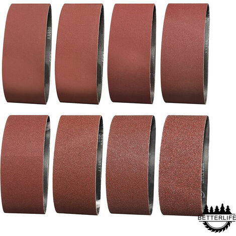 Bande Abrasive 100X610 mm- Grains 2 X 40/60 /80/120/150/180/240/320 Bande de Ponceuse pour le Ponçage, le Polissage et le Dépoussiérage, Idéale pour le Bois (16 Pièces)