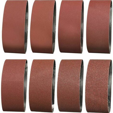 Bande Abrasive 100X610 mm- Grains 2 X 40/60 /80/120/150/180/240/320 Bande de Ponceuse pour le Ponçage, le Polissage et le Dépoussiérage, Idéale pour le Bois (16 Pièces)