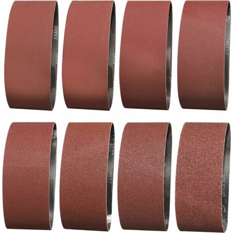 Bande Abrasive 100X610 mm- Grains 2 X 40/60 /80/120/150/180/240/320 Bande de Ponceuse pour le Ponçage, le Polissage et le Dépoussiérage, Idéale pour le Bois (16 Pièces) FDC
