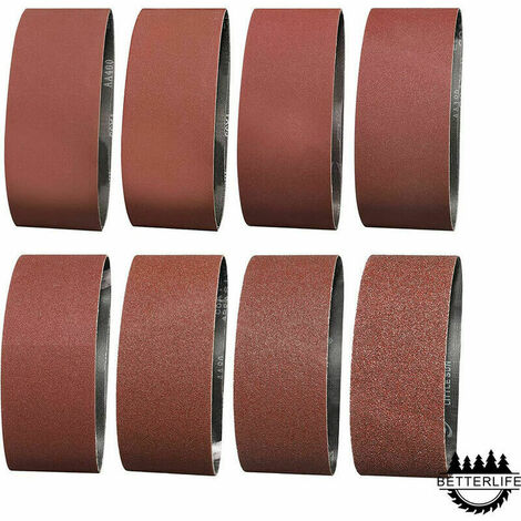 Bande Abrasive 100X610 mmGrains 2 X 40/60 /80/120/150/180/240/320 Bande de Ponceuse pour le Ponçage, le Polissage et le Dépoussiérage, Idéale pour le Bois (16 Pièces)