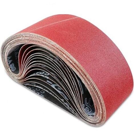 Bande Abrasive 75 x 533 mm Bande de Ponceuse - Ensemble de Bandes Abrasives Mixte (3 X grains 60/80/120/180/240) pour Ponceuses à Bande 15 pièces,bande abrasive de ponceuse