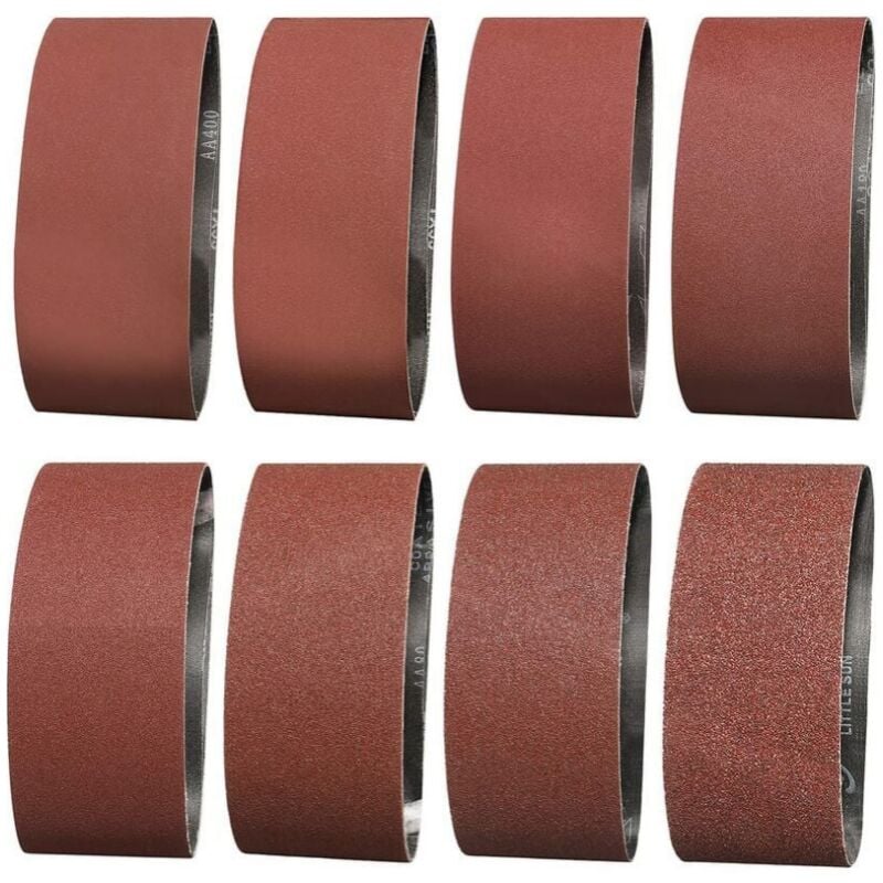 Umnuou - Bande Abrasive 75X457 mm- Grains 1 x 40/60 & 2 x 80/120/180/240/320/400 Bande de Ponceuse pour le Ponçage, le Polissage et le Dépoussiérage,